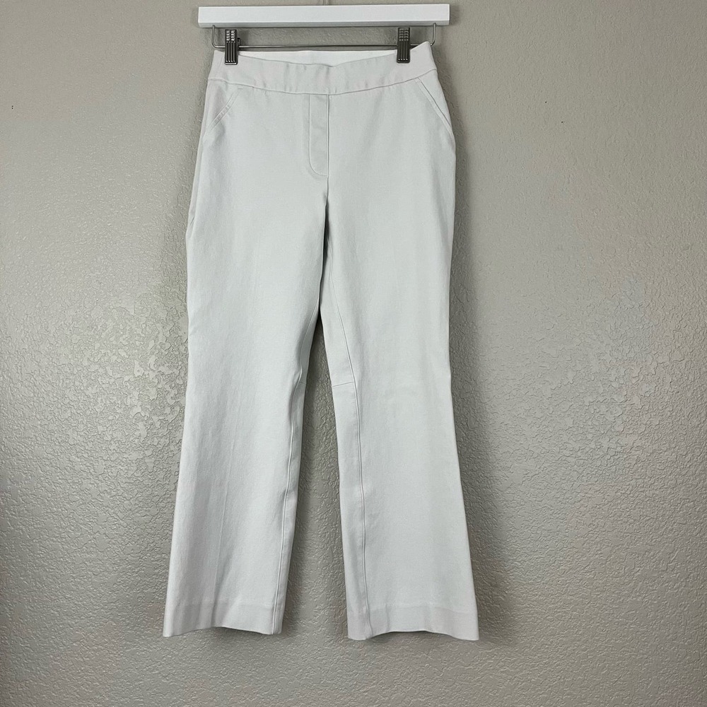 SPANX Kick Flare Pull On White Pants 4 Way Stretch Shaping Opaque Womens XS